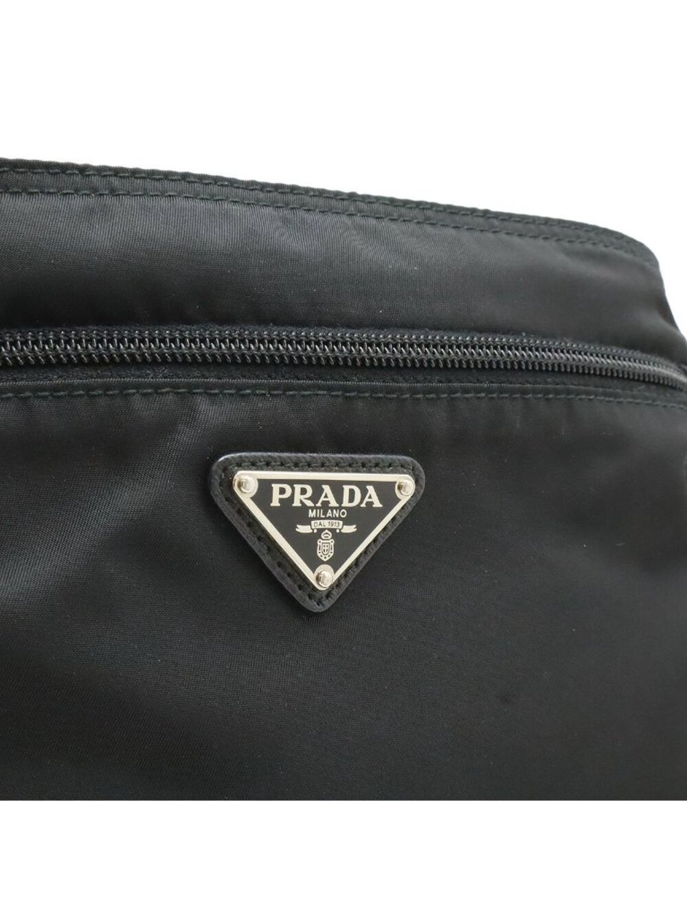 Prada Triangle Logo Shoulder Bag / Nylon / Leather / Nero Black / Silver - Picture 8 of 8